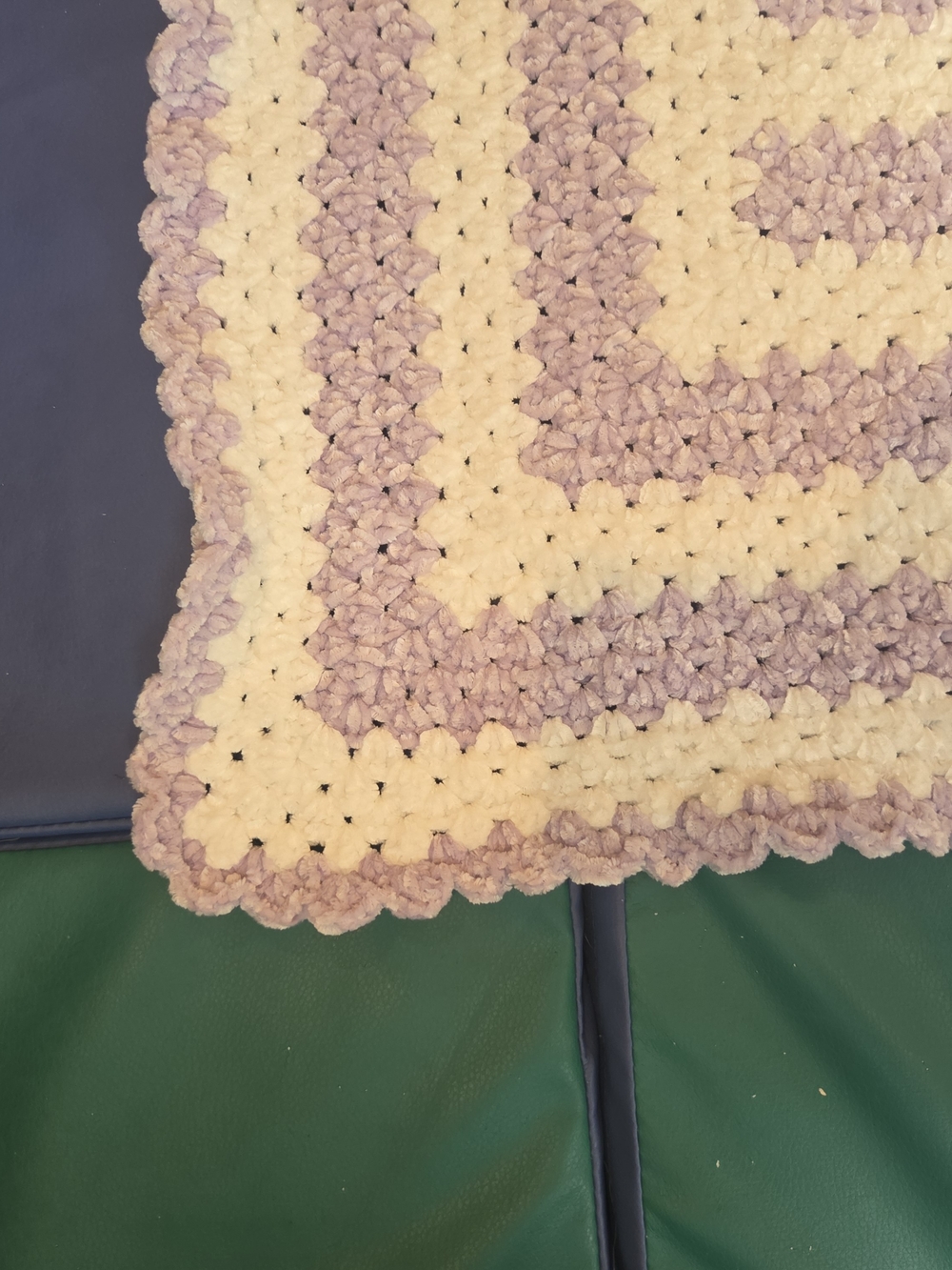 Handmade Crochet Quilt in Lavender and Cream